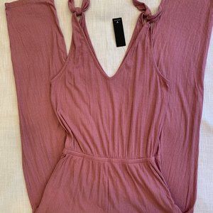 LuLu's Dusty Pink Belmore Ribbed Sleeveless Jumpsuit